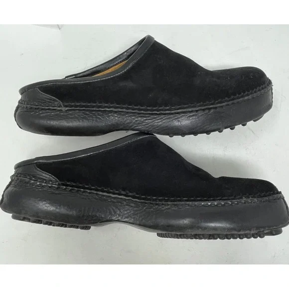 COLE HAAN Country Womens 9 Clog Shoes Black Suede Leather Knobby Outsole - Picture 7 of 10